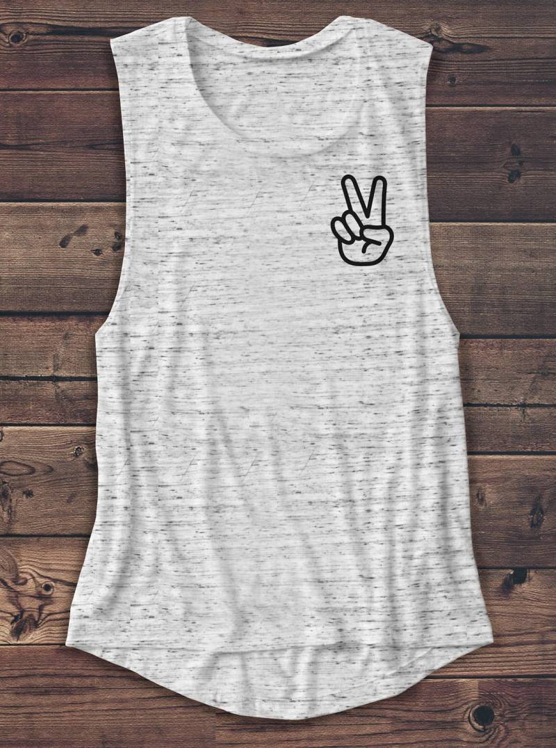 Peace Zeichen - Frauen Muskel T-Shirt Tank T Shirt Grafik Mode Workout Top Tumblr von Emtizee