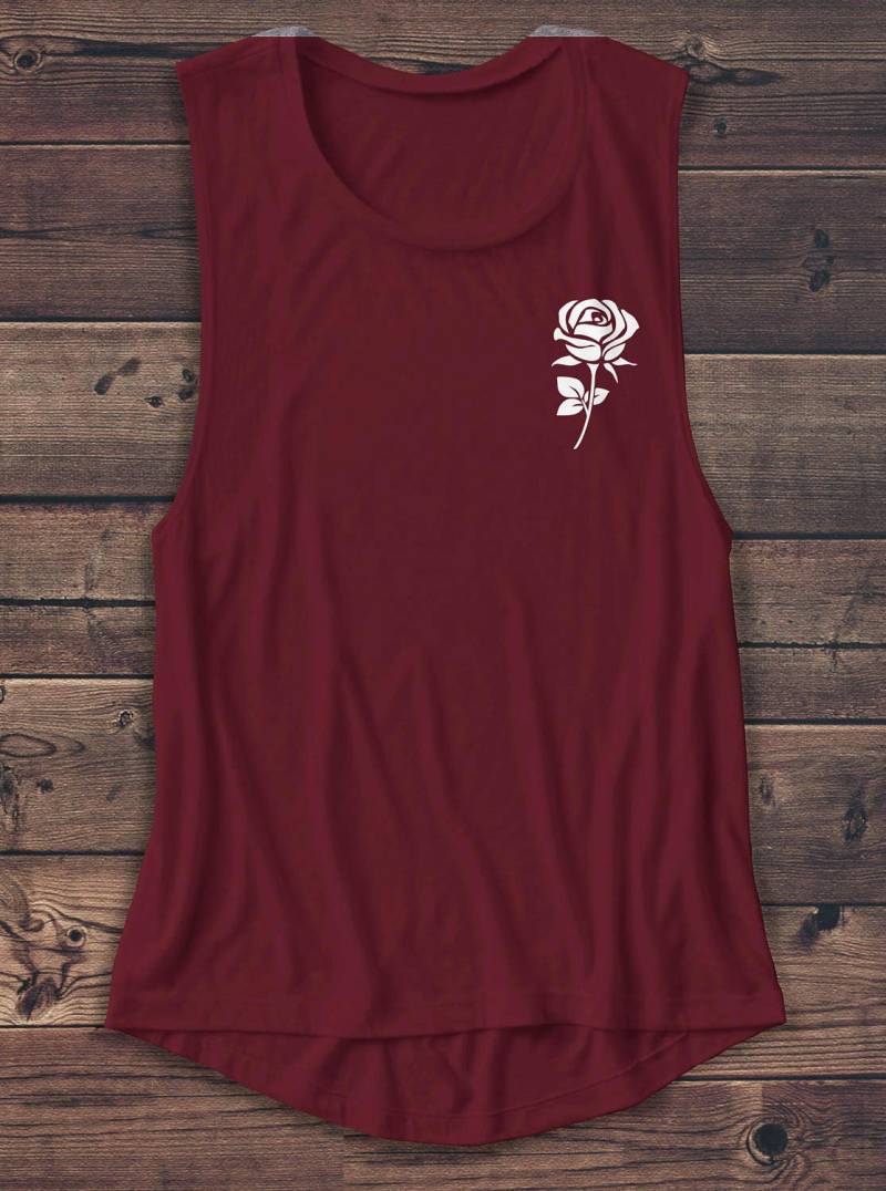 Rosen Taschen Shirt - Damen Muskel Blumen Beauty & The Beast Muscle Tank T Grafik Mode Workout Top von Emtizee