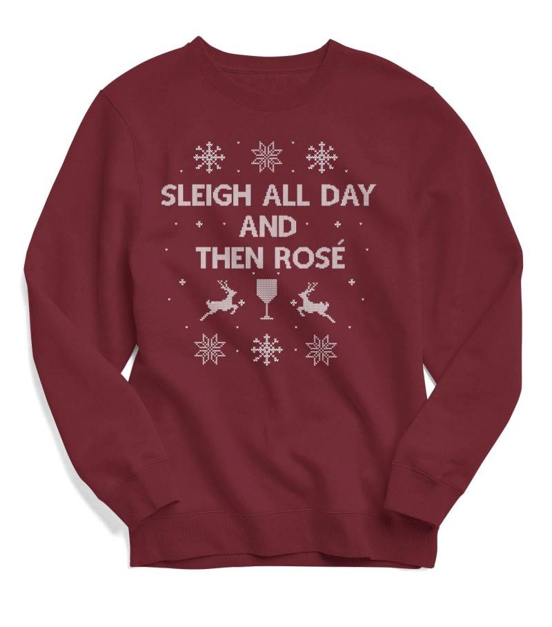 Schlitten Ganztägig Rosé Sweatshirt - Damen Weihnachtssweatshirt von Emtizee