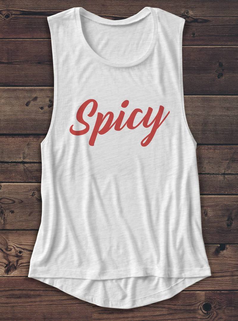 Spicy - Damen Muskel T-Shirt Tank T Shirt Mode Trending Brunch Mimosen Grafik-T-Shirt Workout Tumblr von Emtizee