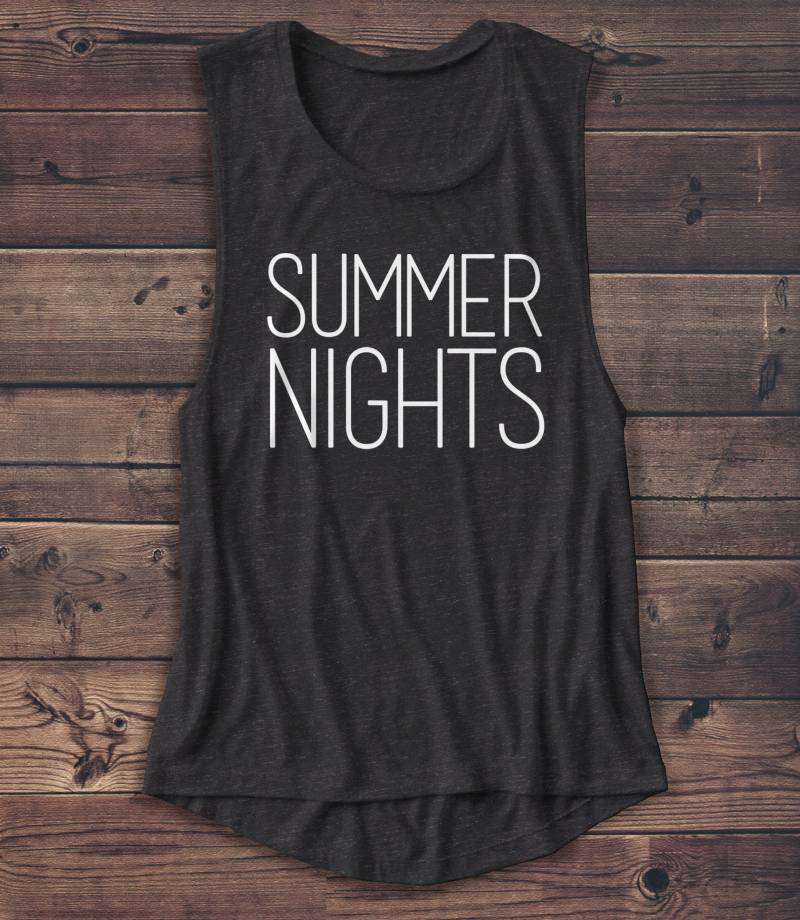 Summer Nights - Damen Muskel T-Shirt Strand Outdoor Sonnenschein Sommer Shirt Tank T Grafik Mode Workout Top von Emtizee