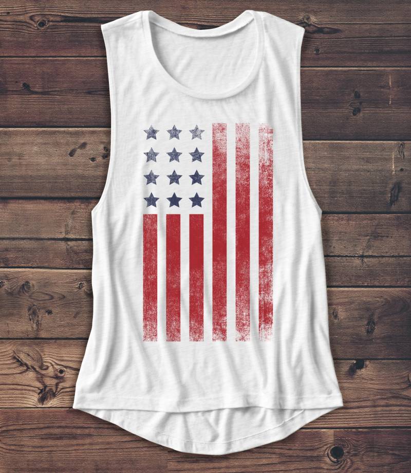 Usa Flagge Muskel Tank, Retro 4. Juli Grafik T-Shirt von Emtizee