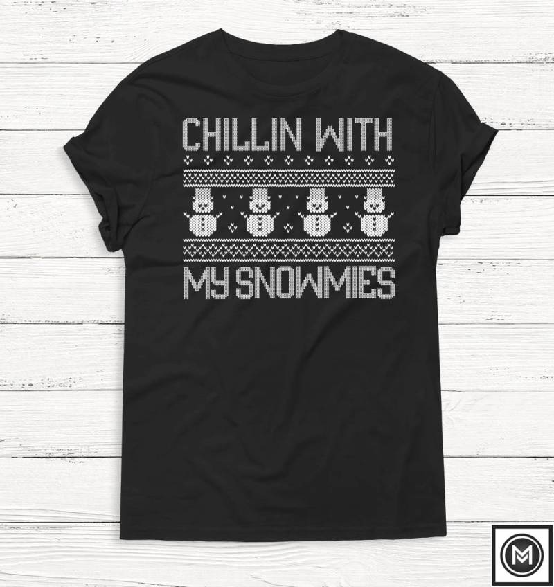 Weihnachtshemd - Chillin With My Snowmies Schneemannhemd Thanksgiving-Shirt Frauen-Weihnachtshemd Santa Hässlicher Weihnachtspullover von Emtizee