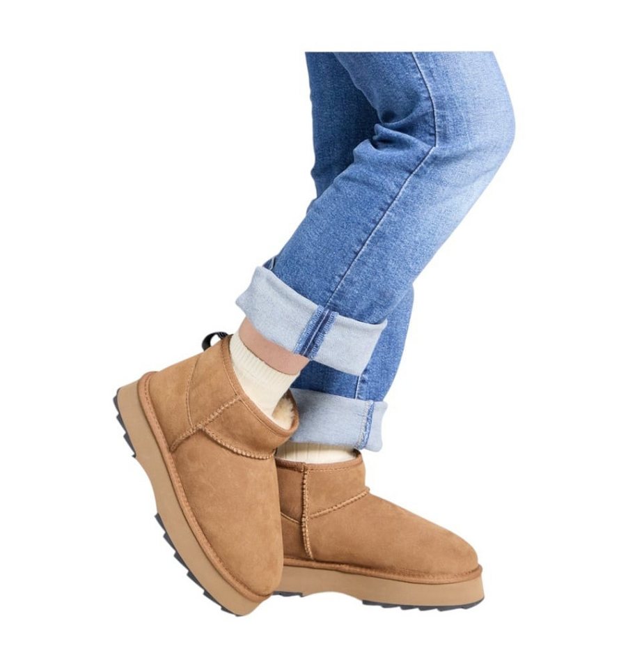 Emu Australia Sharky Micro Flatform (Lammfell, Plateausohle) braun Damen Winterstiefel von Emu Australia