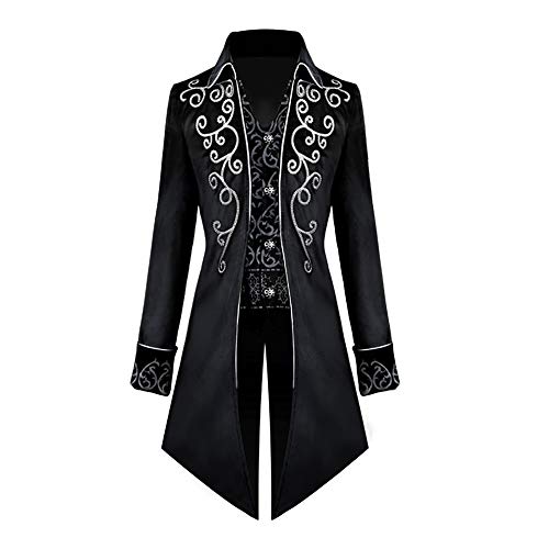 Emyzkc Gothic Steampunk Frack Jacke, Vintage Stickerei Samt Mittellanger viktorianischer Gehrock Smoking Halloween Kostüme von Emyzkc