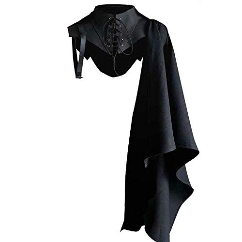 Emyzkc Mittelalterliche Retro Schal Männer Renaissance Half Cape High Texture Lace Up Kostüm Halloween Cosplay von Emyzkc