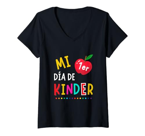Damen Mi Primer Dia de Kinder Playera, Baby & Niña T-Shirt T-Shirt mit V-Ausschnitt Damen Mi Primer Dia de Kinder Playera, Baby & Niña T-Shirt T-Shirt mit V-Ausschnitt von En la Escuela Good Tee