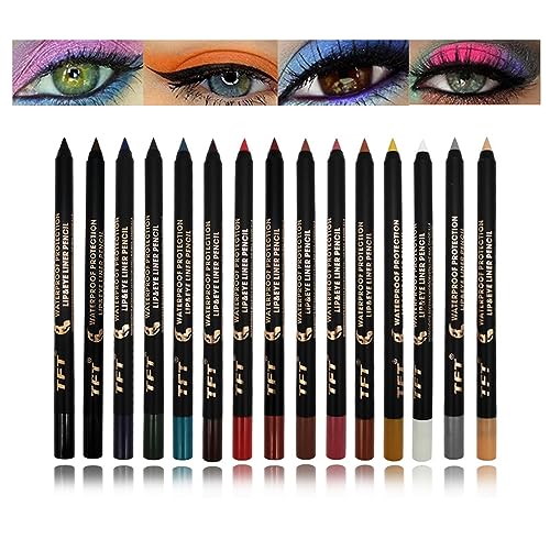 EnMart 15 Farben Auge Bleistift Wasserdicht Matte, Eyeliner Pencil Set, Eye Liner Eye Shadow Pen, Eyeliner Stift, Make-up Lippenstift, Lange Anhaltende, Schimmernd Finish Augen Make-up Stick von EnMart