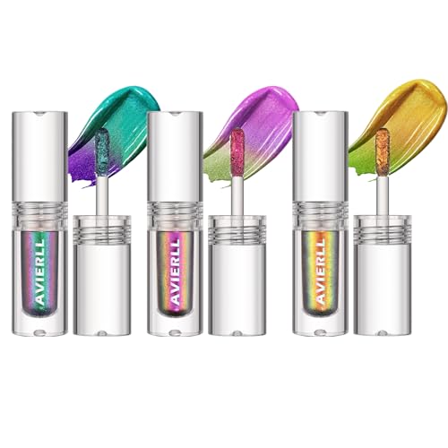 EnMart 3 Stück Liquid Eyeshadow, Diamantglänzender Flüssiger Lidschattenstift, Hochpigmentierter Metallischer Lidschatten, Glänzende Farbverläufe Liquid-Eyeshadow-Stick, Langanhaltendes Make-up von EnMart