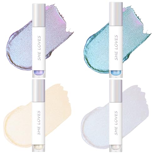 EnMart 4 Stück Polarisierte Flüssige Lidschatten, Wasserdicht Lang Anhaltende Lidschatten Stick Kontur Erröten Lidschatten Creme Schönheit Makeup, Flüssiger Lidschatten Zur Aufhellung von Augen Wangen von EnMart