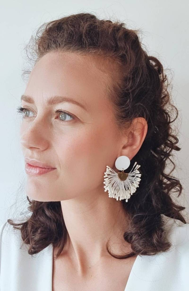 Statement Ohrringe/ Bio Perlmutt Sterling Silber Tropfen Sommer Boho Stil Ohrringe von EnReflet