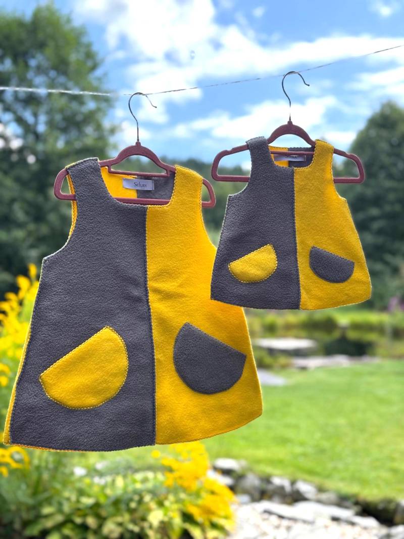 Mädchen Und Puppe Twinset Fleece Hängerchen Kleid Gr. 86/92 von EnableDesigns