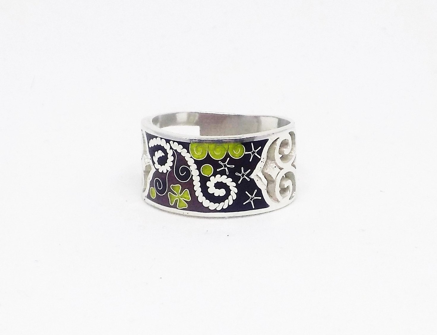 Handgefertigter Mehrfarbiger Silberring Mit Emaille - Einzigartiges Und Einzigartiges Design, Lila Bandring Für Frauen, Kostenloser Versand Handgefertigter Mehrfarbiger Silberring Mit Emaille - Einzigartiges Und Einzigartiges Design, Lila Bandring Für Frauen, Kostenloser Versand von EnamelOnSilver