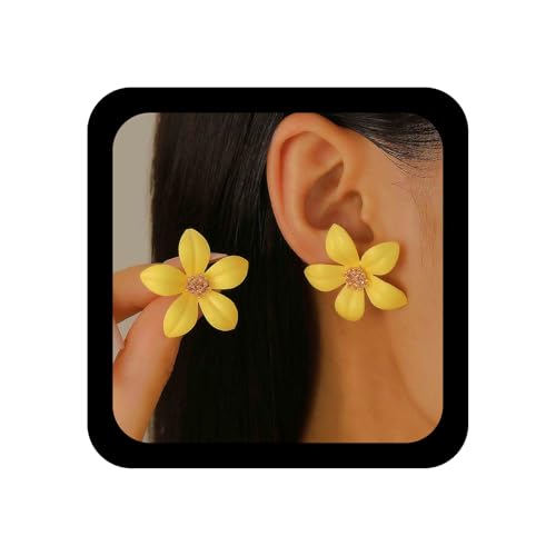 Enautoabs Böhmische Acryl Blume Ohrstecker Metall Blume Blütenblatt Ohrring Gelb Harz Floral Ohrringe Vintage Blumen Hochzeit Ohrringe Schmuck Für Frauen von Enautoabs