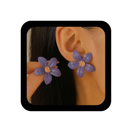 Enautoabs Böhmische Acryl Blume Ohrstecker Metall Blume Blütenblatt Ohrring Lila Harz Floral Ohrringe Vintage Blumen Hochzeit Ohrringe Schmuck Für Frauen von Enautoabs