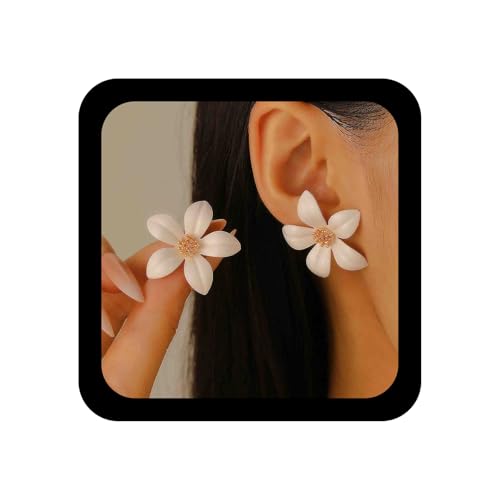 Enautoabs Böhmische Acryl Blume Ohrstecker Metall Blume Blütenblatt Ohrring Weißes Harz Floral Ohrringe Vintage Blumen Hochzeit Ohrringe Schmuck Für Frauen von Enautoabs