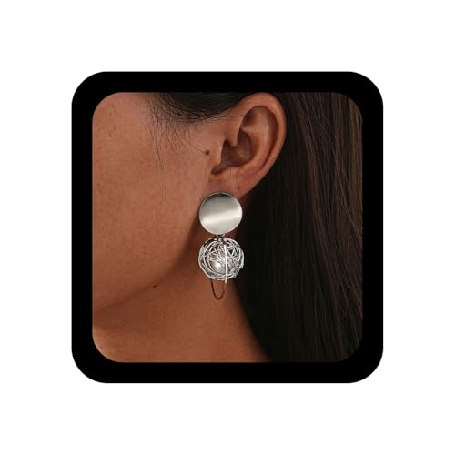 Enautoabs Bohème Perle Ohrring Silber Draht Kugel Ohrring Kugel Käfig Hohle Ohrringe Vintage Perle Münze Reifen Ohrringe Schmuck Für Frauen von Enautoabs