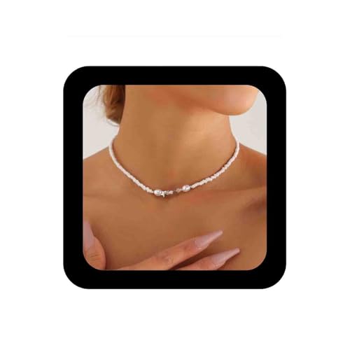 Enautoabs Bohème Samen Perlen Halskette Sommer Strand Weiße Perlen Choker Halsketten Reis Perlen Kette Halskette Strand Urlaub Halsketten Schmuck Für Frauen von Enautoabs