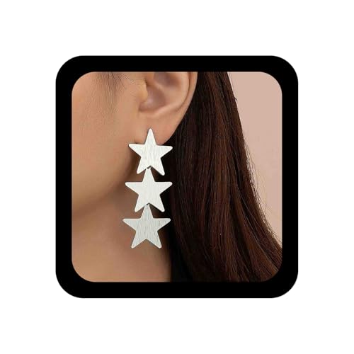 Enautoabs Bohème Stern Quaste Baumeln Ohrring Lange Quaste Stern Tropfen Ohrring Silber Sterne Geometrische Ohrstecker Minimalistische Texturierte Sterne Tropfen Ohrringe Schmuck Für Frauen von Enautoabs