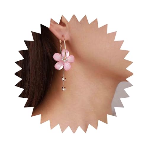 Enautoabs Bohemia Acryl Blume Baumeln Reif Ohrringe Kristall Cz Quaste Ohrringe Rosa Kristall Blume Reif Ohrringe Romantische Harz Blume Reif Ohrringe Schmuck Für Frauen von Enautoabs