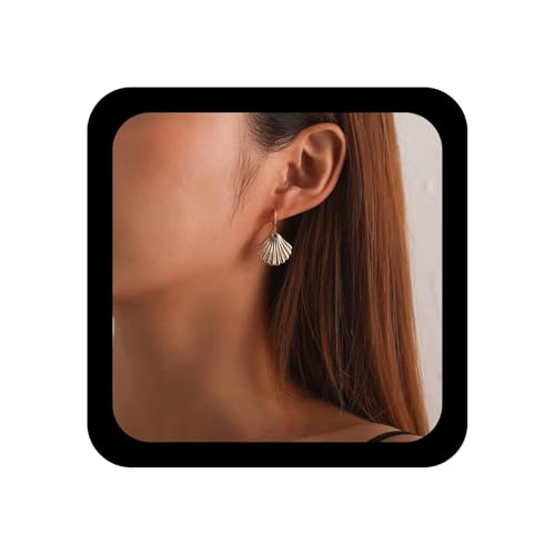 Enautoabs Bohemia Shell Drop Hoop Ohrringe Gold Jakobsmuschel Huggie Ohrringe Retro Shell Baumeln Tropfen Ohrring Strand Metall Muschel Ohrring Schmuck Für Frauen von Enautoabs