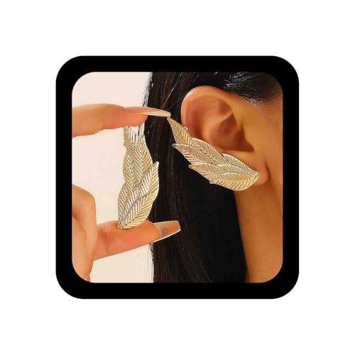 Enautoabs Boho Blatt Ohr Manschette Ohrring Metall Blätter Ohrstecker Ohrringe Goldblatt Kletterer Ohrring Vintage Blätter Ohr Crawler Ohrringe Schmuck Für Frauen 1pcs(links) von Enautoabs