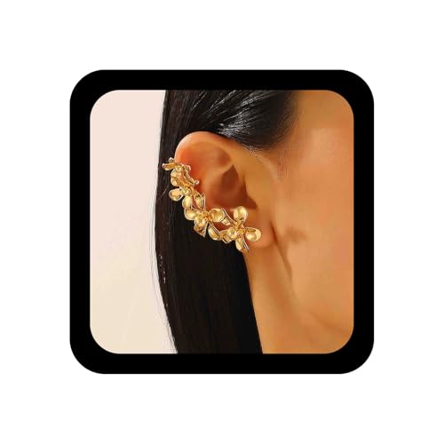Enautoabs Boho Blume Ohr Manschette Ohrring Gold Blume Kletter Ohrring Metall Blume Ohrstecker Ohrringe Vintage Floral Ohr Crawler Ohrringe Schmuck Für Frauen 1pcs(links) von Enautoabs