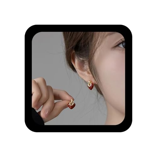 Enautoabs Boho Chunky Herz Liebe Ohrstecker Rot Hohl Herz Ohrring Klein Puffy Hearted Liebe Ohrringe Vintage Hearted Emaille Ohrringe Schmuck Für Frauen von Enautoabs