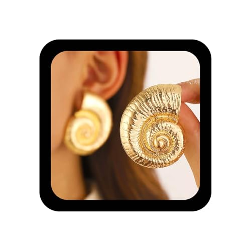 Enautoabs Boho Chunky Schnecken Ohrstecker Gold Spirale Strudel Tropfen Ohrring Übertrieben Unregelmäßig Geometrische Ohrringe Vintage Strand Schnecke Texturierte Ohrringe Schmuck Für Frauen von Enautoabs