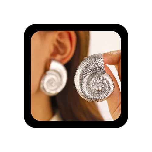 Enautoabs Boho Chunky Schnecken Ohrstecker Silber Spirale Strudel Tropfen Ohrring Übertrieben Unregelmäßige Geometrische Ohrringe Vintage Strand Schnecke Strukturierte Ohrringe Schmuck Für Frauen von Enautoabs