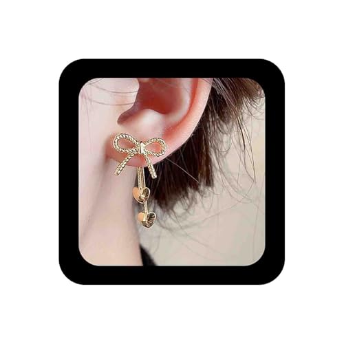 Enautoabs Boho Gold Bogen Ohr Jacke Ohrringe Winzige Herz Baumeln Ohrringe Metall Bowknot Ohrstecker Liebe Herz Vorne Zurück Ohrring Schmuck Für Frauen von Enautoabs