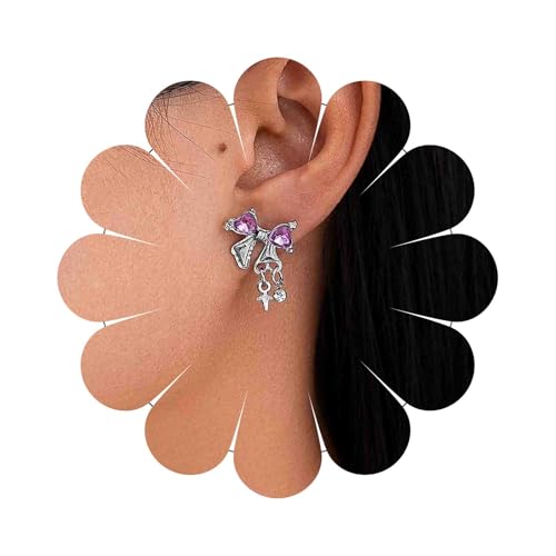 Enautoabs Boho Kristall Bogen Ohrstecker Lila Kristall Bogen Ohrringe Silber Strass Baumeln Ohrring Vintage Winzigen Stern Tropfen Ohrringe Schmuck Für Frauen von Enautoabs