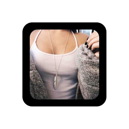 Enautoabs Boho Lange Feder Anhänger Halskette Silber Blatt Tropfen Halskette Vintage Lange Halsketten Feder Kette Halskette Pullover Halsketten Schmuck Für Frauen von Enautoabs