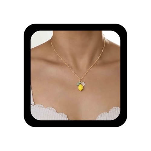 Enautoabs Boho Lenon Blumen Anhänger Halskette Niedlich Gelb Lenon Frucht Halskette Gelb Lenons 3d Halsketten Vintage Lenons Blatt Kette Halsketten Schmuck Für Frauen von Enautoabs