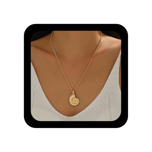 Enautoabs Boho Ozean Muschel Anhänger Halskette Chunky Muschel Choker Halskette Gold Muscheln Metall Halsketten Vintage Sommer Strand Kette Halsketten Schmuck Für Frauen von Enautoabs
