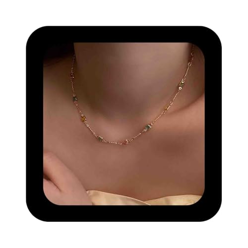 Enautoabs Boho Regenbogen Cz Halskette Choker Gold Bunt Kristall Station Halskette Cz Lünette Kette Halsketten Schmuck Für Frauen von Enautoabs