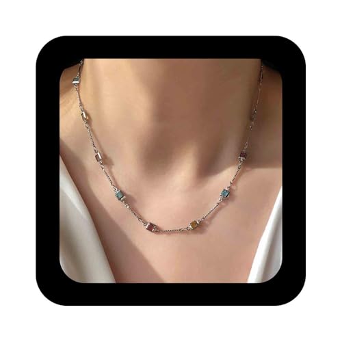 Enautoabs Boho Regenbogen Cz Halskette Choker Silber Bunt Kristall Station Halskette Cz Lünette Kette Halsketten Schmuck Für Frauen von Enautoabs