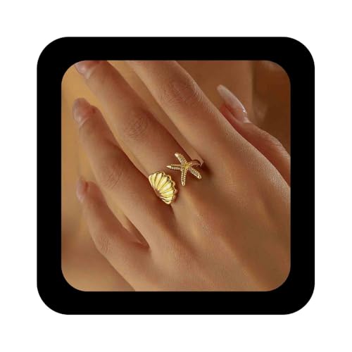 Enautoabs Boho Seestern Muschel Ring Gold Muschel Offen Ring Einstellbar Seestern Erklärung Ringe Sommer Strand Ringe Schmuck Für Frauen Enautoabs Boho Seestern Muschel Ring Gold Muschel Offen Ring Einstellbar Seestern Erklärung Ringe Sommer Strand Ringe Schmuck Für Frauen von Enautoabs