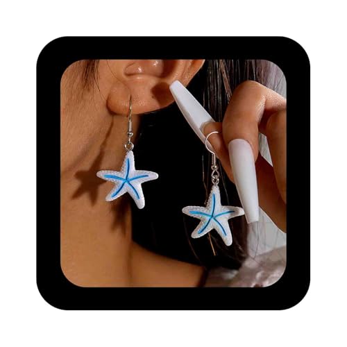 Enautoabs Boho Seestern Tropfen Baumeln Ohrringe Harz Seestern Tropfen Ohrringe Ozean Seestern Ohrringe Große Weiß Blau Seestern Ohrringe Sommer Strand Ohrringe Schmuck Für Frauen von Enautoabs