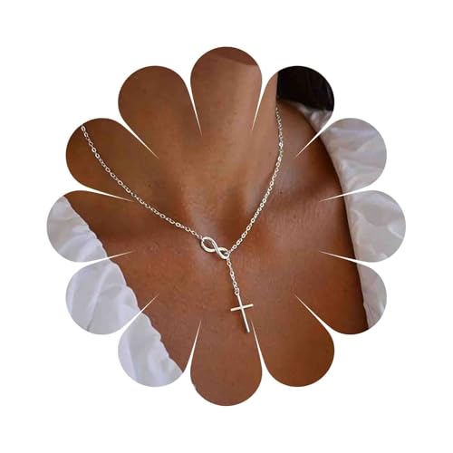 Enautoabs Boho Silber Kreuz Unendlichkeit Halskette Lange Kreuz Lariat Halskette Kette Unendlichkeit Y Tropfen Halsketten Schmuck Für Frauen von Enautoabs