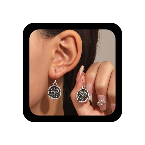 Enautoabs Boho Sonne Mond Münze Baumeln Ohrring Gold Sonne Scheibe Tropfen Ohrring Vintage Metall Mond Ohrringe Winzige Runde Münze Ohrringe Schmuck Für Frauen von Enautoabs