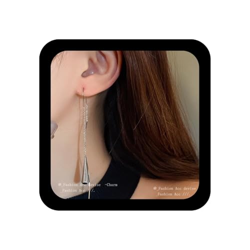 Enautoabs Boho Teardrop Quaste Baumeln Ohrring Silber Teardrop Link Drop Ohrring Teardrop Durch Einfädler Ohrringe Vintage Quaste Kette Ohrringe Schmuck Für Frauen von Enautoabs