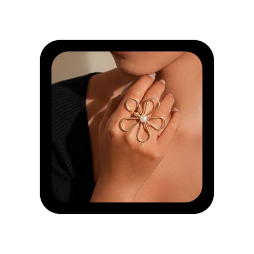 Enautoabs Boho Übertrieben Große Blume Verstellbaren Ring Nachahmung Perle Offenen Ring Metall Hohle Blume Ringe Vintage Draht Fingerringe Schmuck Für Frauen Enautoabs Boho Übertrieben Große Blume Verstellbaren Ring Nachahmung Perle Offenen Ring Metall Hohle Blume Ringe Vintage Draht Fingerringe Schmuck Für Frauen von Enautoabs