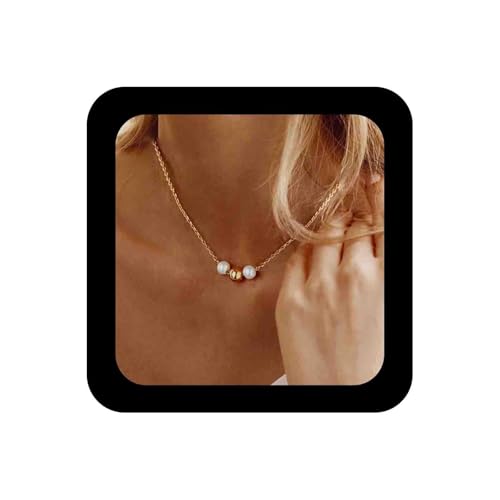 Enautoabs Boho Vergoldete Perlenkette Schwimmende Perlen Anhänger Halskette Zierliche Perlen Perlenkette Halsketten Minimalistische Choker Halsketten Schmuck Für Frauen von Enautoabs
