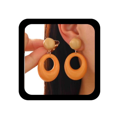Enautoabs Boho Vintage Acryl Oval Baumeln Ohrring Bunt Harz Reifen Ohrringe Klobig Orange Perlen Ohrstecker Geschwollenen Harz Reifen Ohrringe Schmuck Für Frauen Fallen von Enautoabs