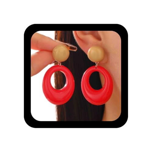 Enautoabs Boho Vintage Acryl Oval Baumeln Ohrring Bunten Harz Reifen Ohrringe Klobig Braunen Perlen Ohrstecker Geschwollenen Harz Reifen Tropfen Ohrringe Schmuck Für Frauen von Enautoabs