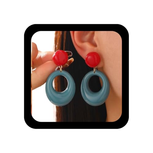 Enautoabs Boho Vintage Acryl Oval Baumeln Ohrring Bunten Harz Reifen Ohrringe Klobige Rote Perlen Ohrstecker Geschwollenen Harz Reifen Ohrringe Schmuck Für Frauen Fallen von Enautoabs