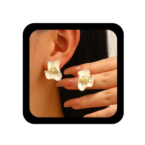 Enautoabs Boho Vintage Harz Blume Ohrstecker Ohrring Strukturierte Weiße Blume Ohrring Vintage Floral Metall Ohrringe Strukturierte Floral Blütenblatt Ohrringe Schmuck Für Frauen von Enautoabs
