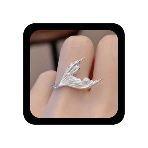 Enautoabs Boho Vintage Meerjungfrauenschwanz Verstellbarer Ring Silber Fischschwanz Halb Offener Ring Imitation Perle Wickelringe Vintage Hochzeit Perle Fingerringe Schmuck Für Frauen Enautoabs Boho Vintage Meerjungfrauenschwanz Verstellbarer Ring Silber Fischschwanz Halb Offener Ring Imitation Perle Wickelringe Vintage Hochzeit Perle Fingerringe Schmuck Für Frauen von Enautoabs
