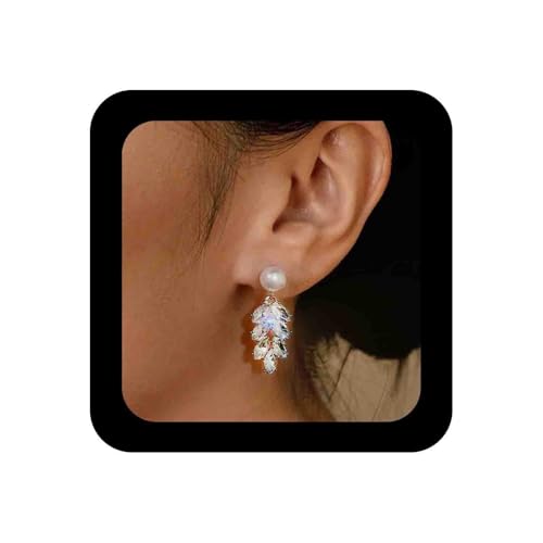 Enautoabs Cubic Zirkonia Hochzeit Ohrringe Perle Strass Tropfen Ohrring Perle Braut Ohrring Baumeln Kristall Ohrringe Schmuck Für Frauen von Enautoabs